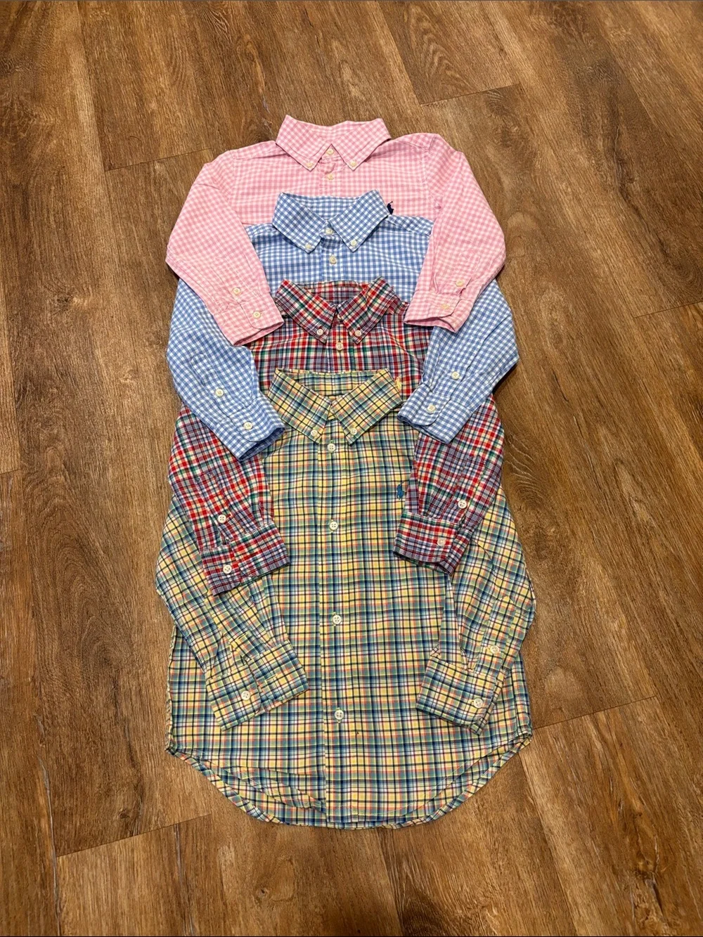 Lot of 4 Ralph Lauren Gingham Plaid Shirts Boys 3/3T EUC